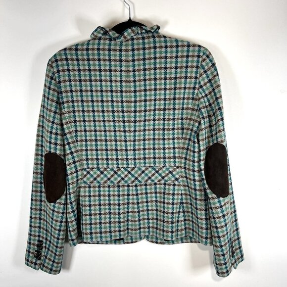 Talbots Blazer Jacket Grace Fit Herringbone Elbow Patch Wool Green Women’s Sz 8 - Picture 6 of 8